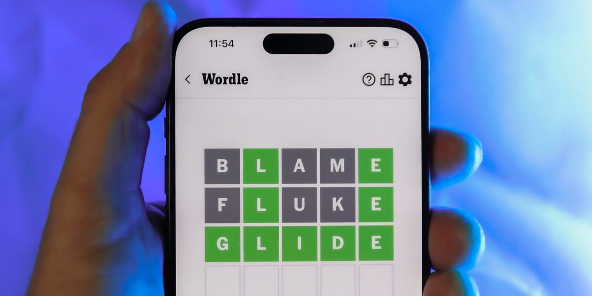 a completed Wordle puzzle on a phone