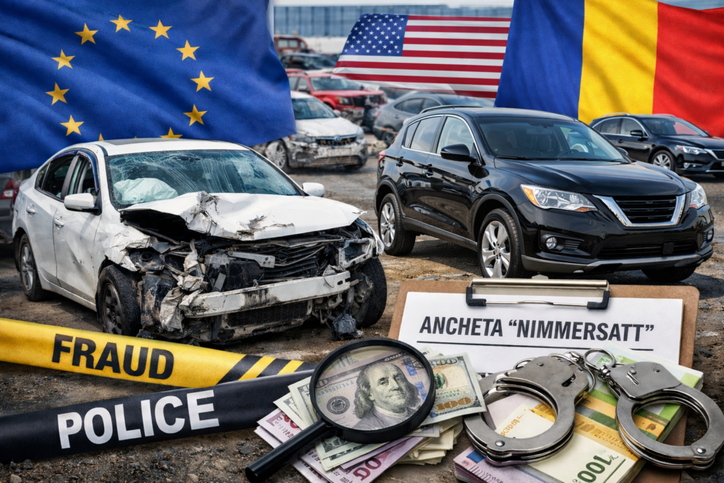 România, parte a unui dosar european de amploare: percheziții într-un caz de fraudă cu importuri de mașini avariate O amplă operațiune de percheziții a avut loc recent în România, în contextul unei anchete coordonate de Parchetul European (EPPO), una dintre cele mai importante instituții judiciare din Uniunea Europeană în lupta împotriva criminalității transfrontaliere