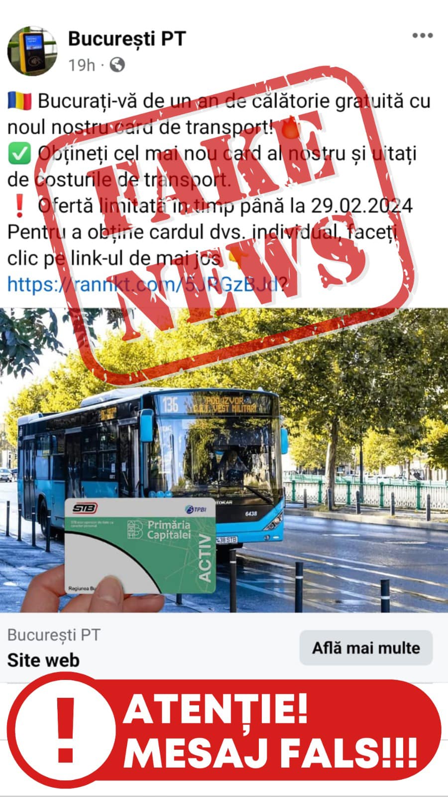 Avertisment oficial pentru bucureșteni: evitarea capcanelor online legate de campanii false ale STB În contextul creșterii brazdelor de înșelătorie în mediul online, Societatea de Transport București (STB) lansează un avertisment ferm către toți cei care utilizează internetul pentru a afla noutăți legate de transport sau pentru a participa la campanii