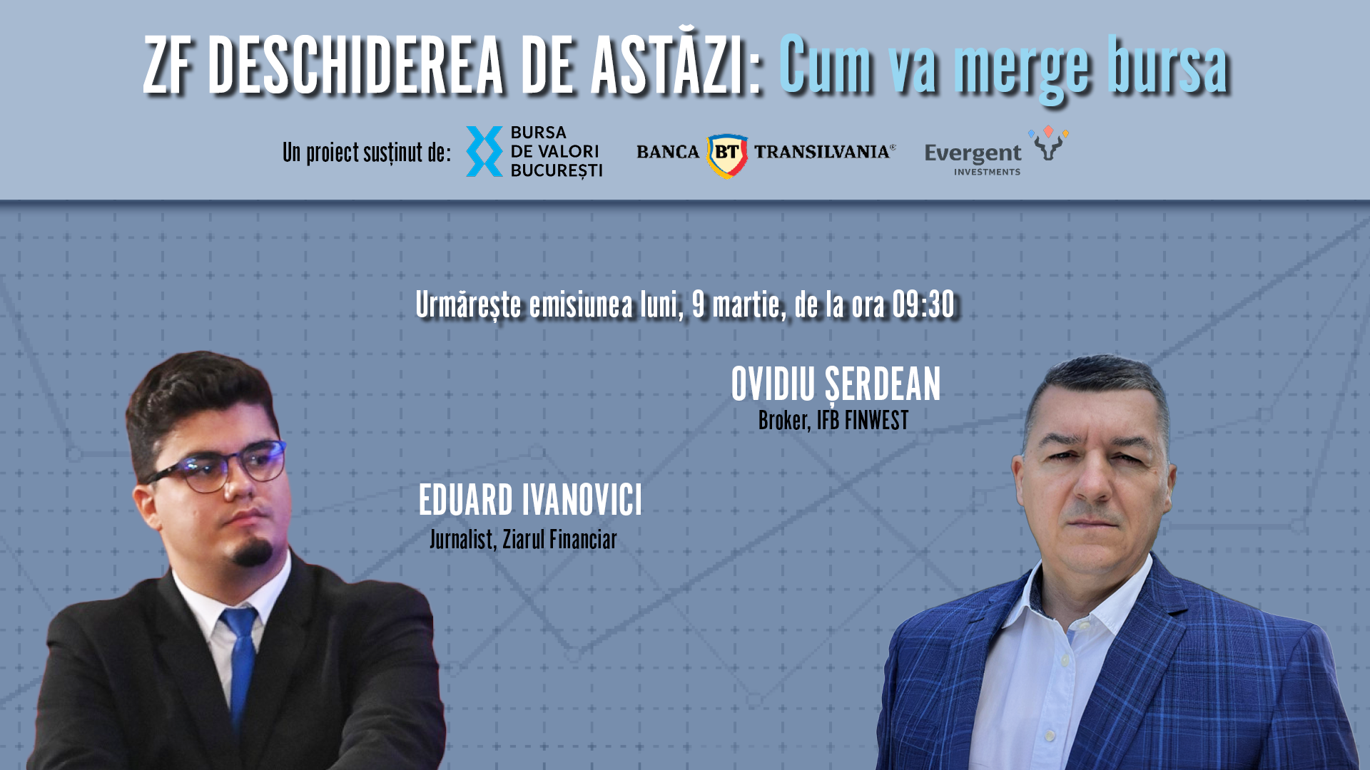 Bursa deschide astăzi; discuție cu Ovidiu Șerdean, luni, 9 martie 2026, ora 09:30
