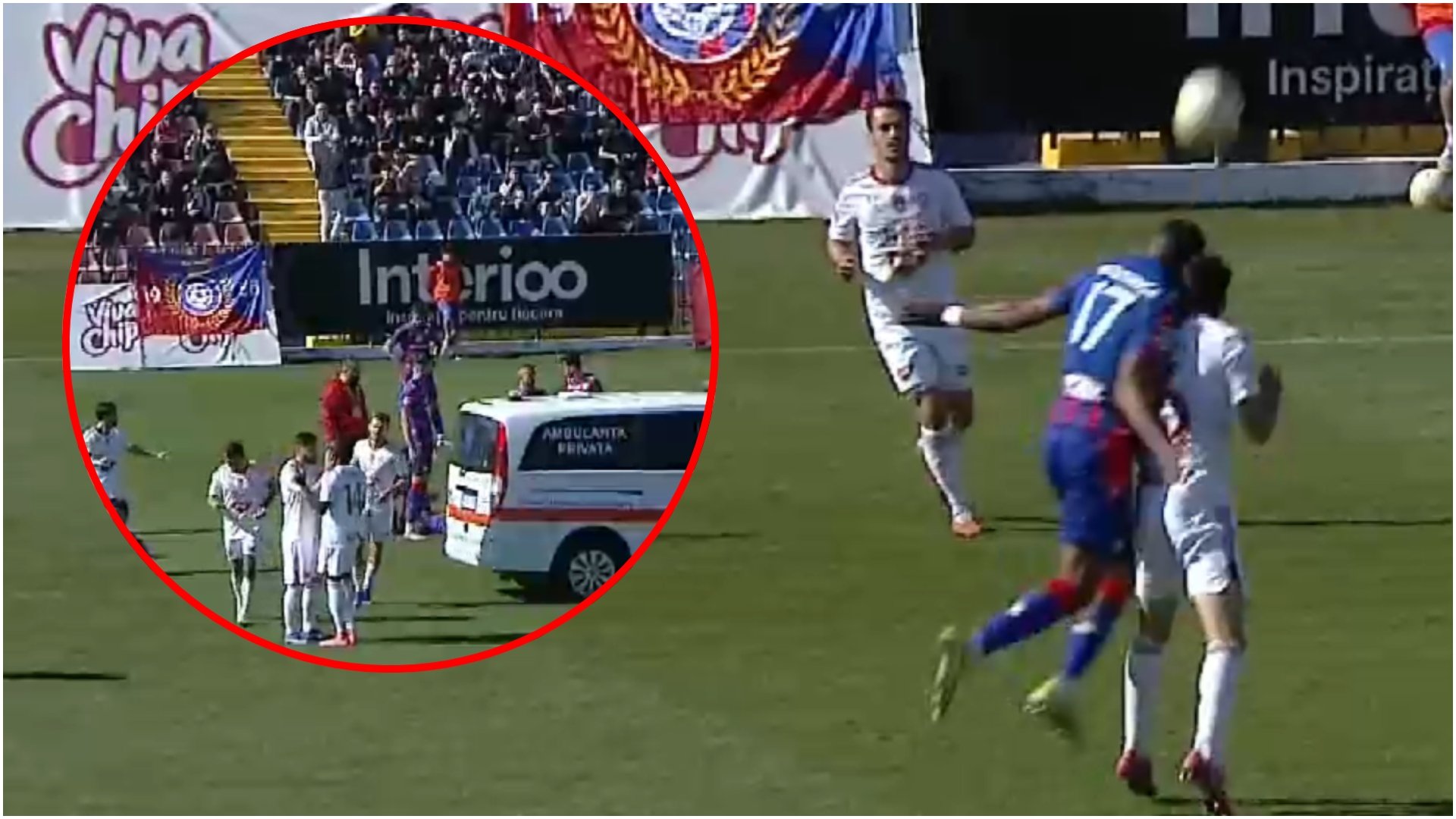 Accident grav în FC Bihor – Sepsi OSK, ambulanța intervenind rapid (Video)