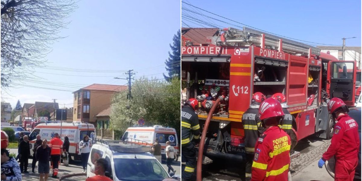 Incendiu devastator într-un bloc din Sibiu: Zeci de oameni, evacuați, 3 la spital