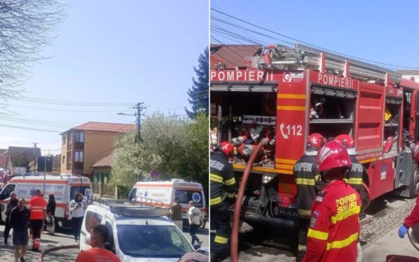 Incendiu devastator într-un bloc din Sibiu: Zeci de oameni, evacuați, 3 la spital
