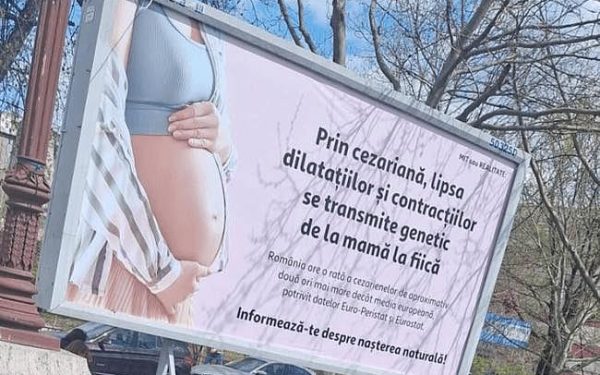 Panouri în București stârnesc scandal: cezarienele, puse la zid