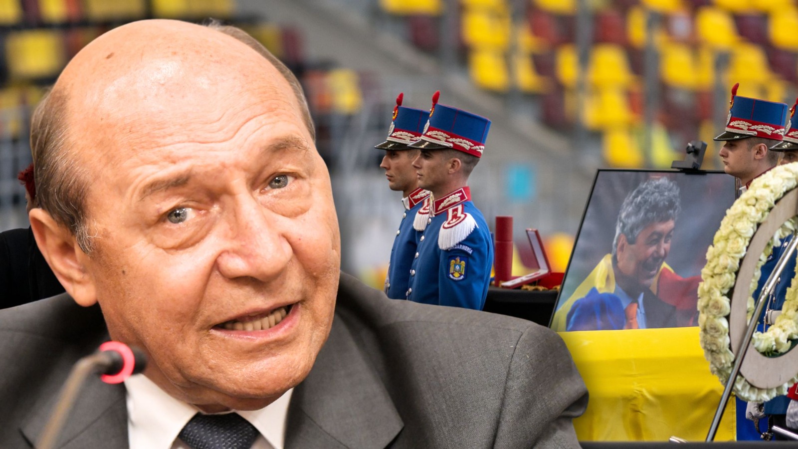Mii de oameni aduc un ultim omagiu lui Mircea Lucescu la Arena Națională, printre aceștia numărându-se și fostul președinte Traian Băsescu, cel care a contribuit la acordarea onorurilor militare