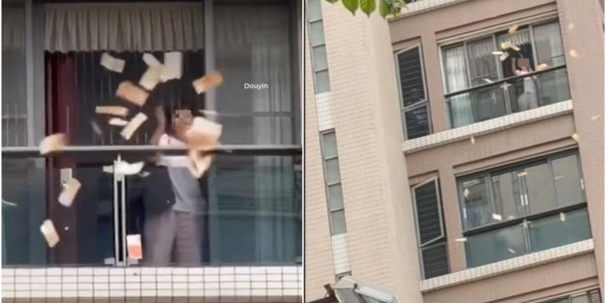 Femeie furioasă aruncă 215.000 de euro de la balcon, după ceartă cu soțul în China