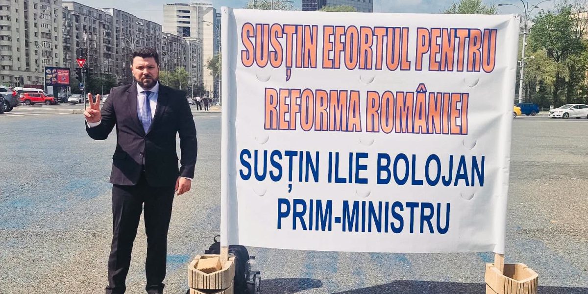 Loghin (Rădăuți, PNL) la București, în Piața Victoriei: Susține premierul Bolojan