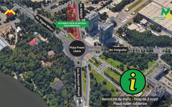 Restricții temporare în Pasajul Piața Presei Libere, pentru șoferi