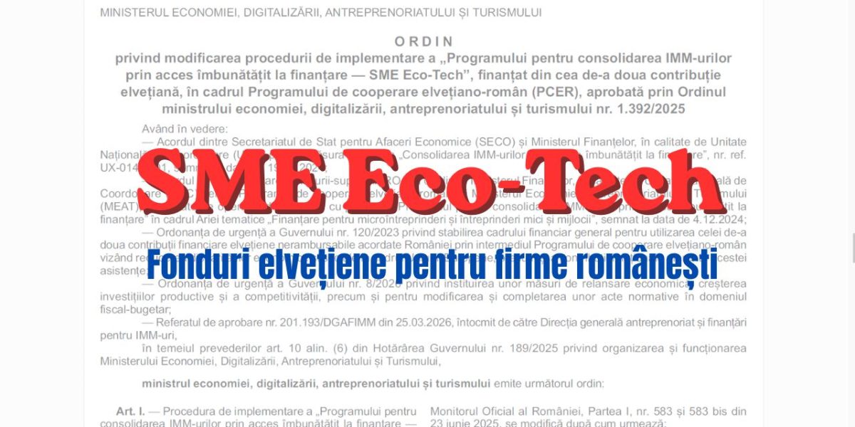 Fonduri elvețiene de 288 milioane lei pentru firmele SME. Programul, modificat