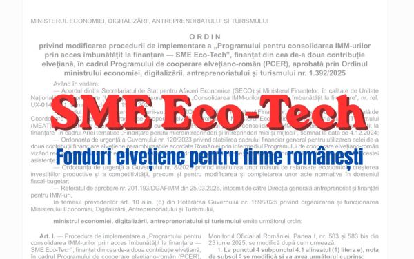 Fonduri elvețiene pentru afaceri: Programul SME Eco-Tech, modificat înainte de lansare