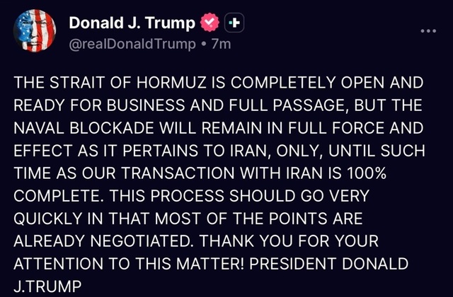 Trump: Blocada SUA, menținută! Teheranul redeschide Ormuz, negocieri în așteptare