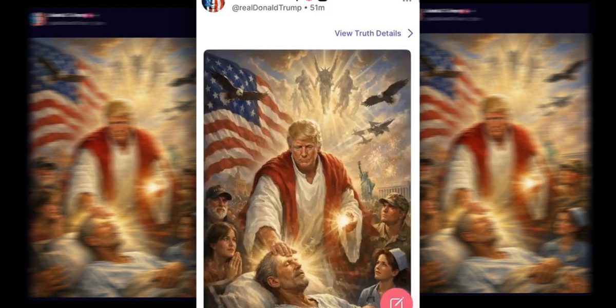 Imagine AI cu Donald Trump-Iisus: Scandal uriaș. Reacții dure de la vedete și Biserică