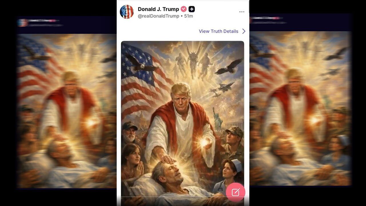 Imagine AI cu Donald Trump-Iisus: Scandal uriaș. Reacții dure de la vedete și Biserică