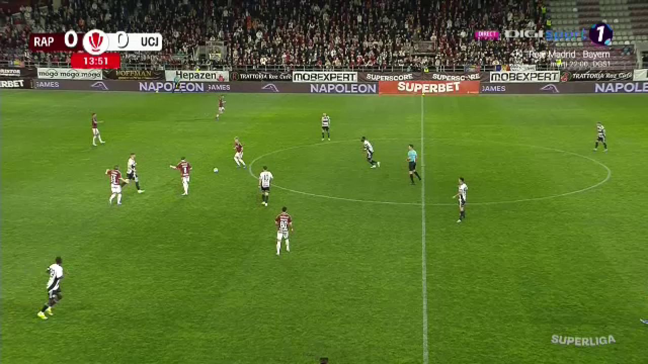 Rapid București și Universitatea Cluj se întâlnesc pe 5 aprilie în meciul din etapa a treia a play-off-ului SuperLigii României, partida fiind programată să înceapă la ora 20:30 pe stadionul Giulești