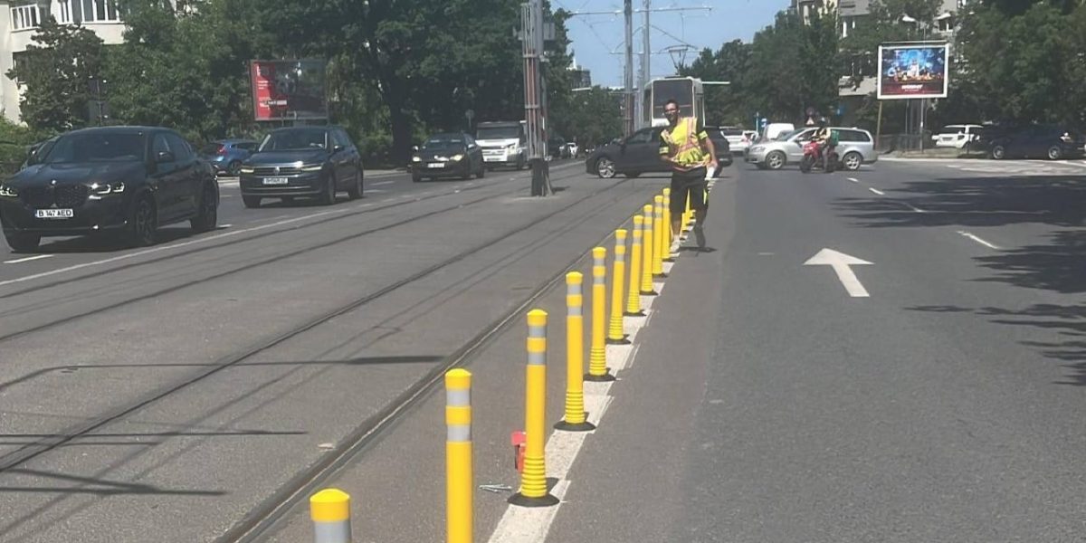 București: 5.000 de stâlpi galbeni pe linia de tramvai 5, în Pipera și Aerogării