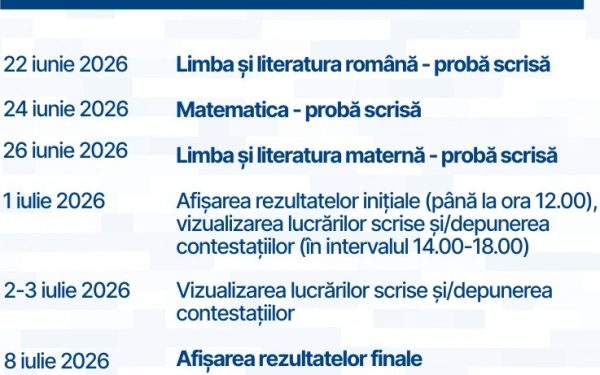 EN VIII 2026: Evaluarea Națională începe luni, 22 iunie