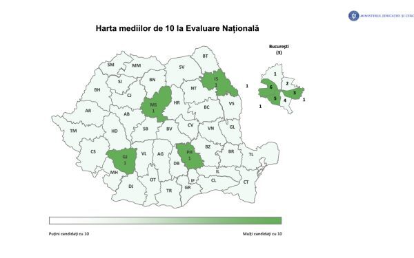 Medii de 10 la Evaluarea Națională: 7 elevi au strălucit, 37 de județe s-au stins
