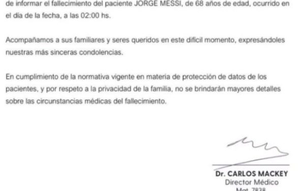 Spitalul din Rosario, despre starea lui Jorge Messi