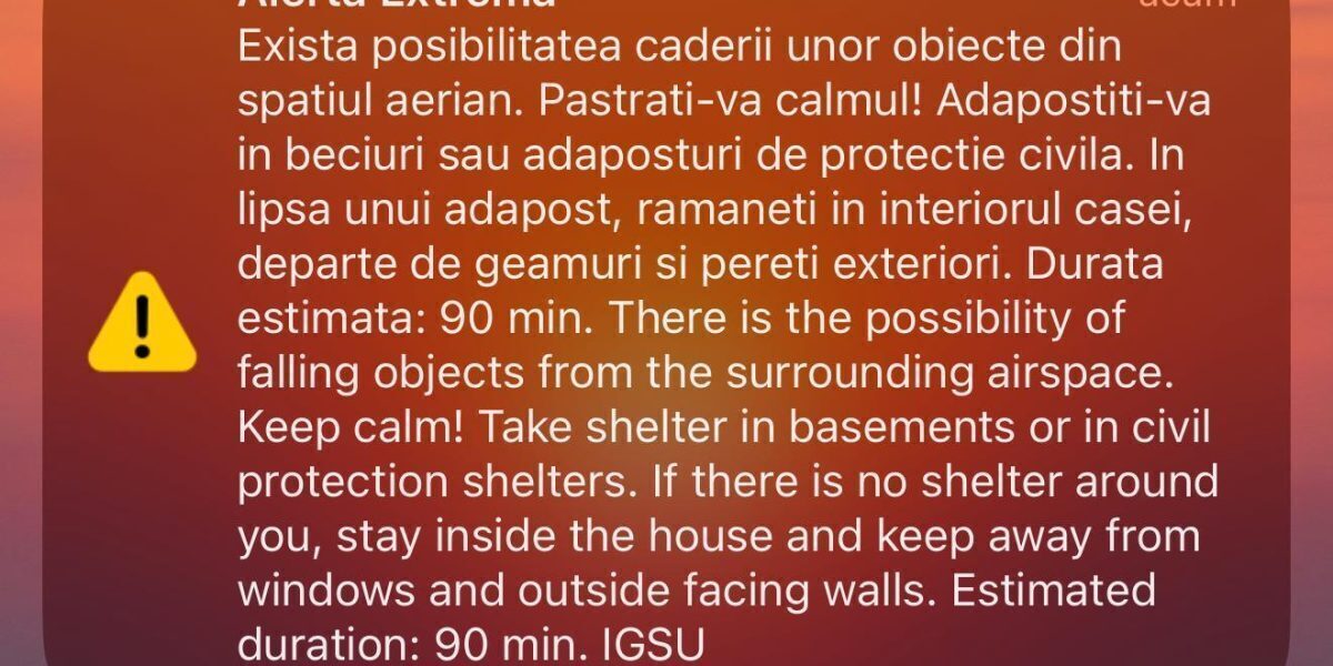 RO-ALERT în Tulcea: Al treilea mesaj pe fondul războiului din Ucraina