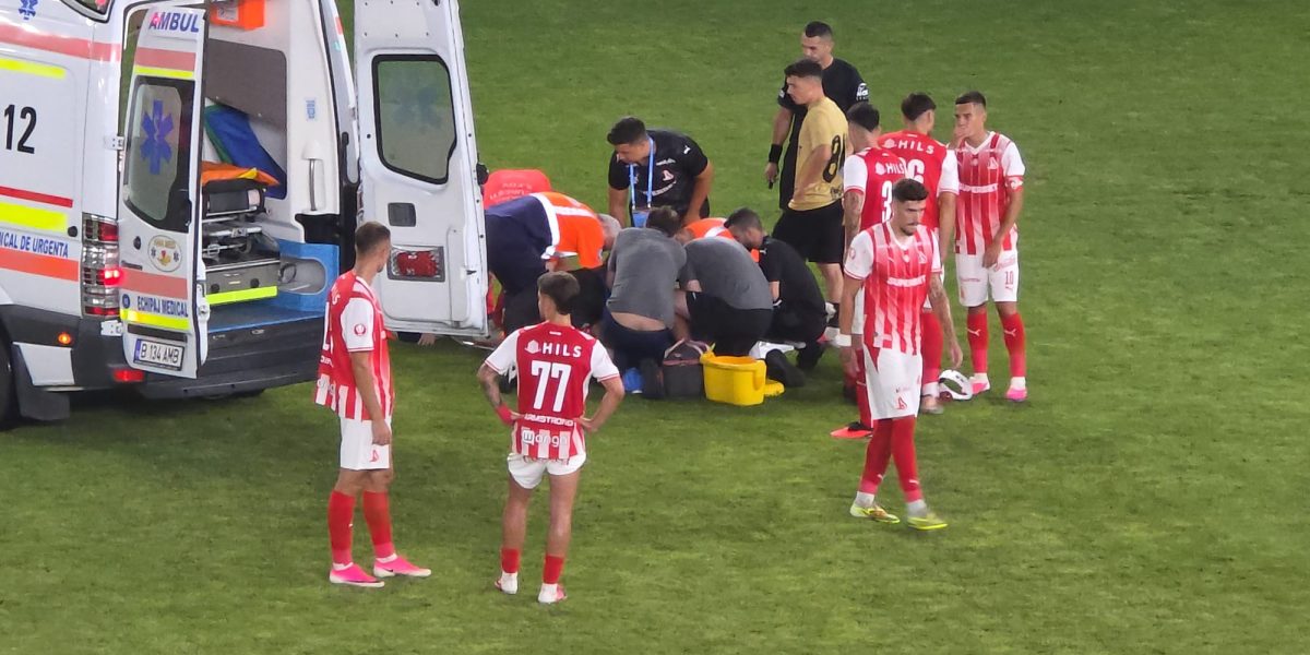 Dinamo – Voluntari: Accidentare șoc, ambulanța pe gazon