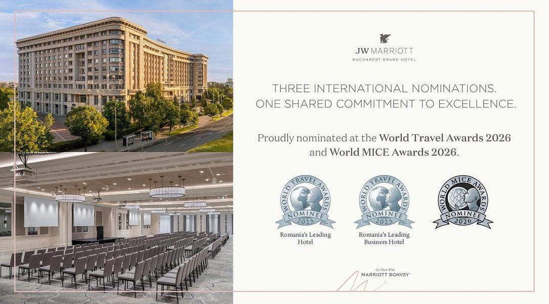 JW Marriott București, dublu nominalizat la premii internaționale de top