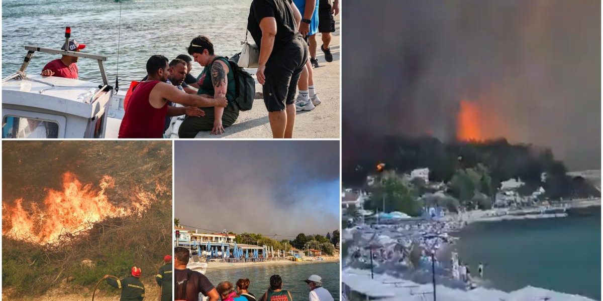 Halkidiki în flăcări: Români, fugă disperată în pijamale și șlapi