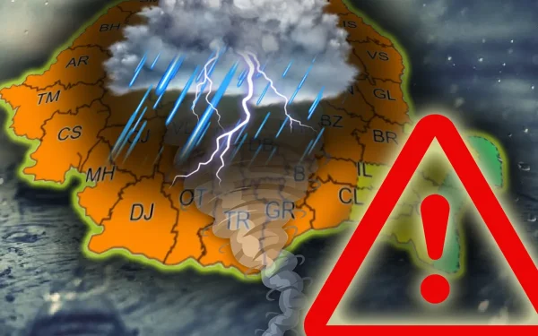 ANM: Alertă portocalie. Ploi torențiale, vijelii și grindină, vijelii până la 90 km/h