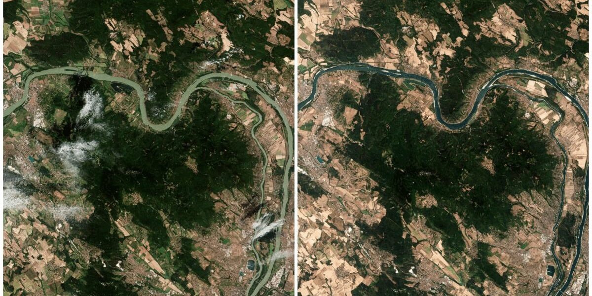 România cere ajutor UE: Sateliții ESA arată dezastrul secetei pe Dunăre