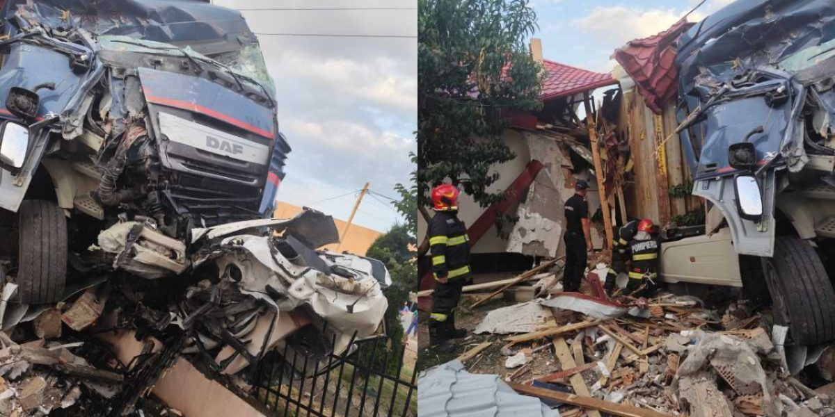 TIR distruge case în Vaslui. Haos într-o comună