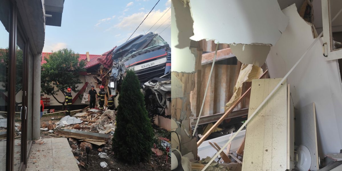 TIR distruge case în Vaslui. O gospodărie făcută praf
